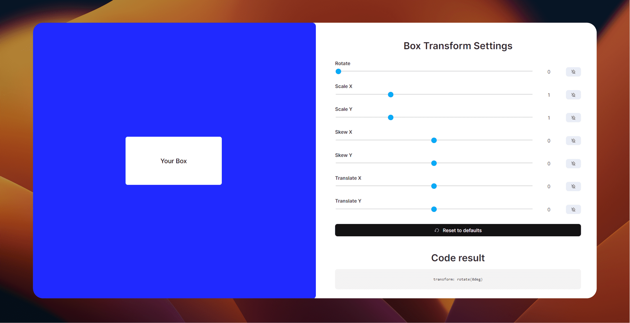 CSS Box Transform Visualizer